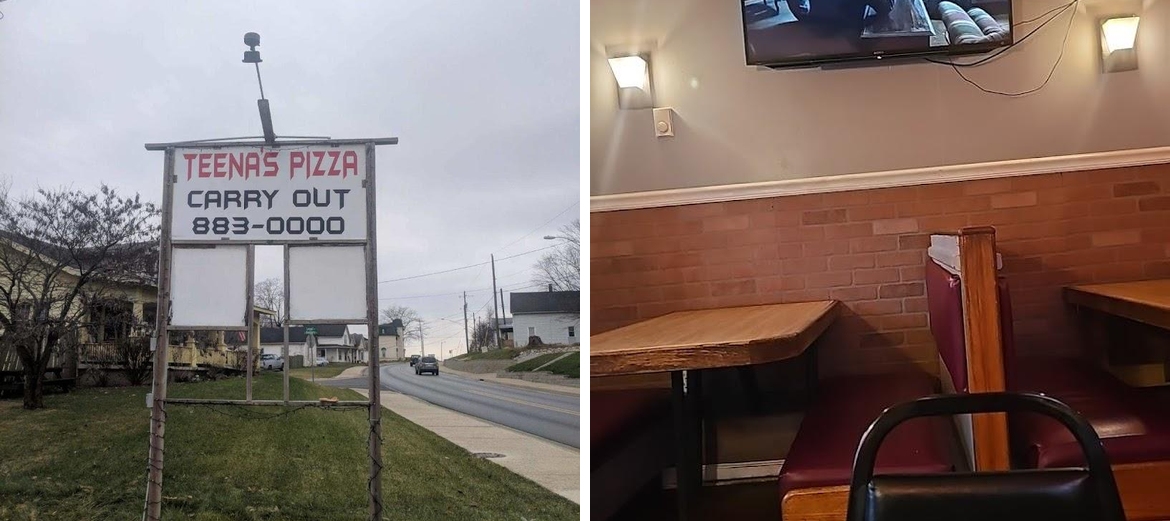Teenas Pizza Menu